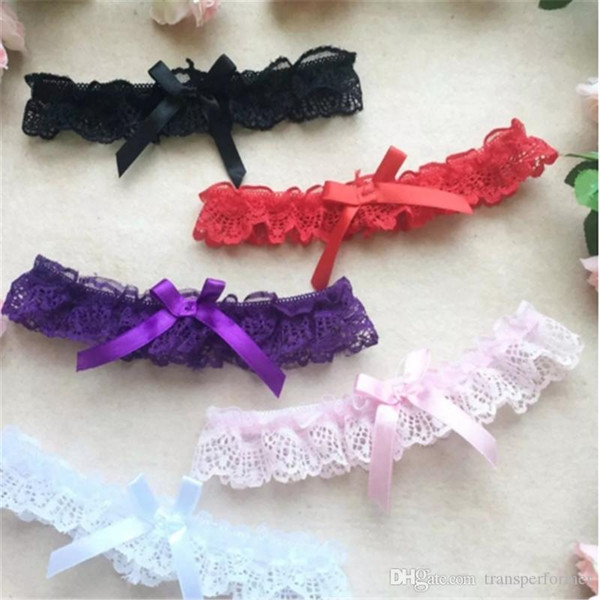 Sexy Women Girl Lace Floral Bowknot Bowknot Wedding Party Bride Lingerie Cosplay Leg Garter Belt Suspender 6 Colors free shipping 2017100410