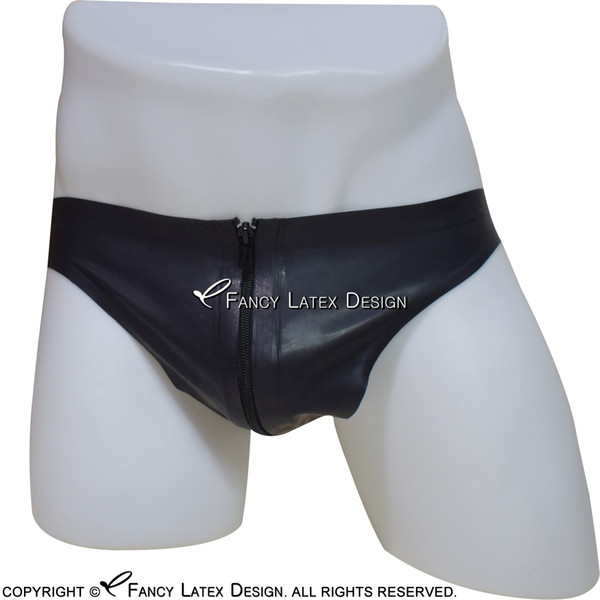 Black Black Sexy Latex T String With Zipper Brifes Underpants Rubber Panties Shorts Underwear Pants Underpanties DK-0109