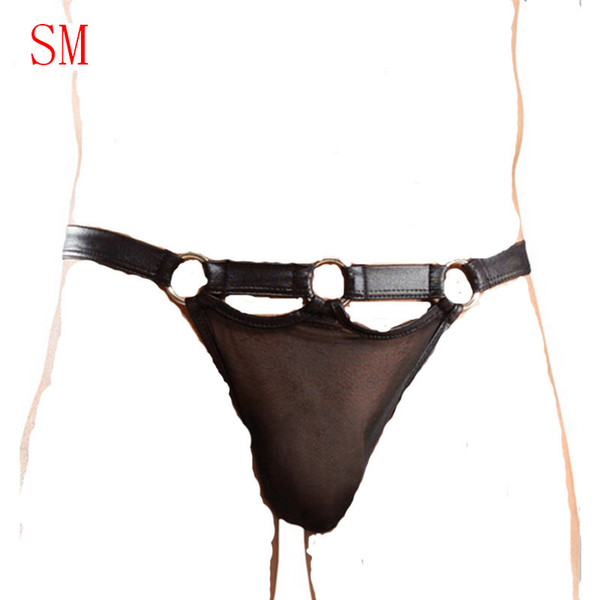 New Men's PU Leather Bondage Briefs Underwear product Thong Erotic Male Strapless String Alluring Adult game sex Toys Exotic Panties costume