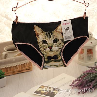 2017 Hot Sales Women Lady Sexy Lingerie Seamless Briefs Pussycat Panties Anti Emptied Cat Printing Underwear NX255 Free Shipping