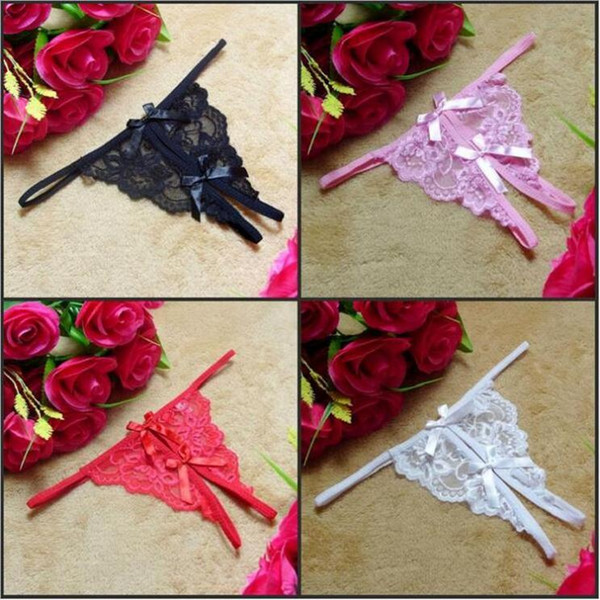 Women's Briefs and Panties Sexy Lace G-strings Open Crotch Pants Lingerie Women Underwear Lady Thong Intimate Wear Wholesale - 0004SC