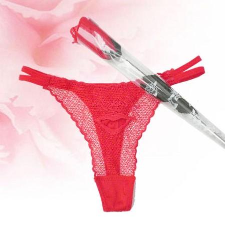 Free Shipping ePacket valentine's day roses lady sexy thong appeal lady T/T The roses underwear wholesale