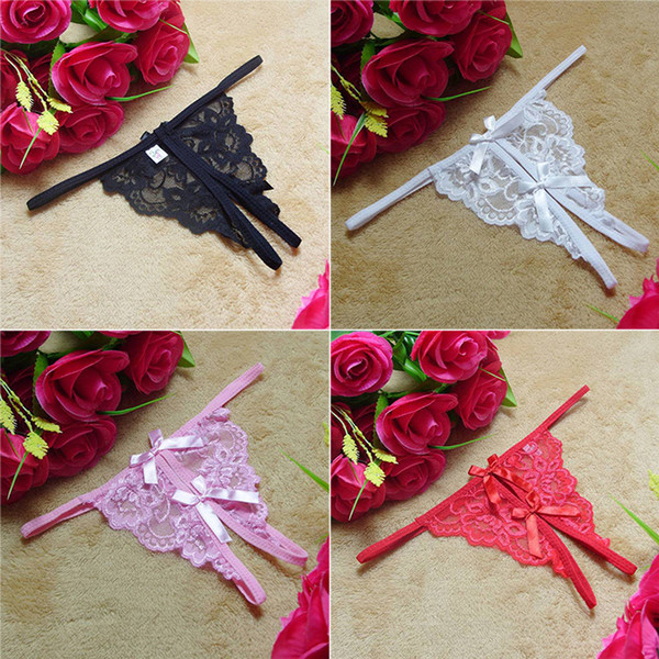 New Sexy lingerie hot erotic bowknot women briefs Lace Underwear transparent porn knickers women G-String Sexy Panties 4 colors