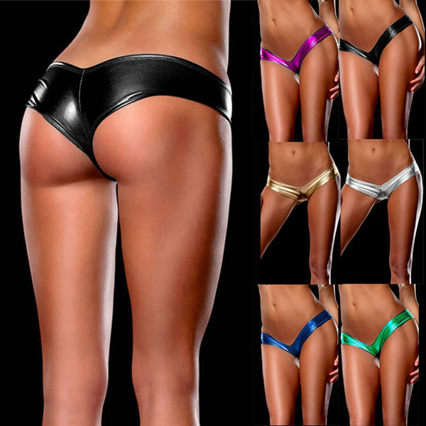 Sexy Women's Ladies G-string Briefs Panties Seamless Thongs Lingerie Leather Panties Briefs Underwear Knickers Latex Short Vigina Panty