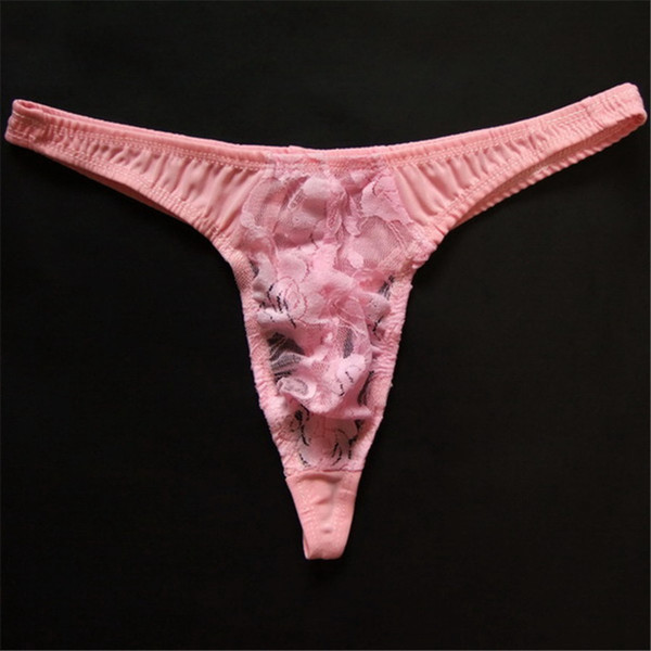 Men Lace Thong Transparent Breathable Panties Men's See Through Pouch G-Strings Male Underpants