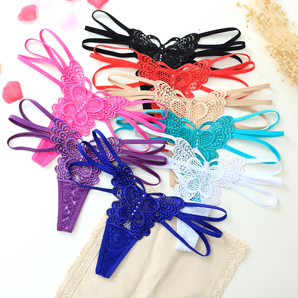 8 piece lots 8 Colurful Sexy Lingerie Embroidery butterfly Babydoll Thong Sex G-Strings Beads Female Erotic Briefs