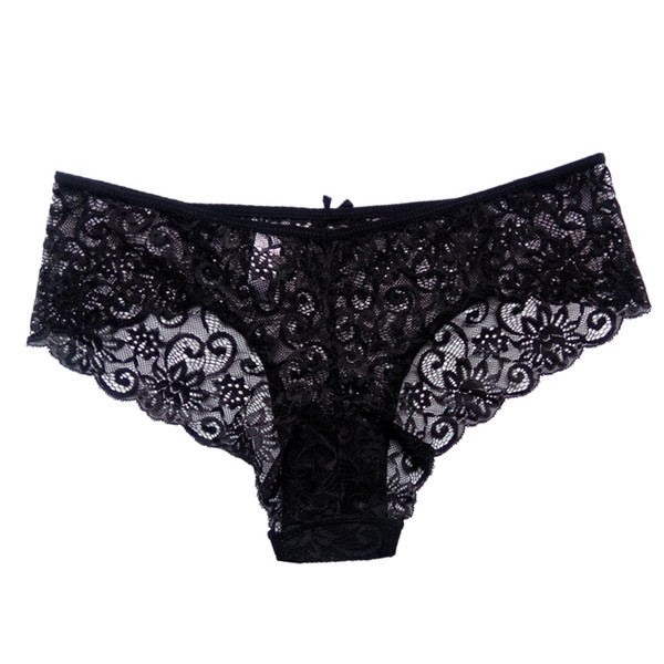 Mid Waist Women Fahsion Full Lace Transparent Underwear Plus Size Briefs S-XL Soft Panties S1018