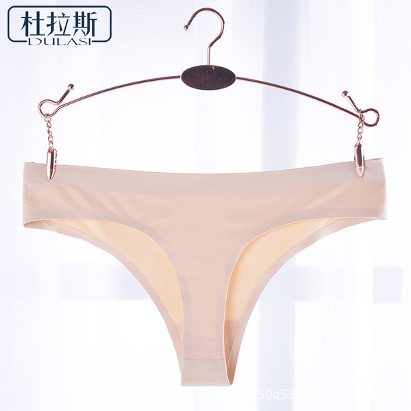 DULASI Seamless Ice Silk Thong Panties Women Cotton Crotch Breathable G-String Lady's Underwear Sexy T-Back Briefs For Women S923