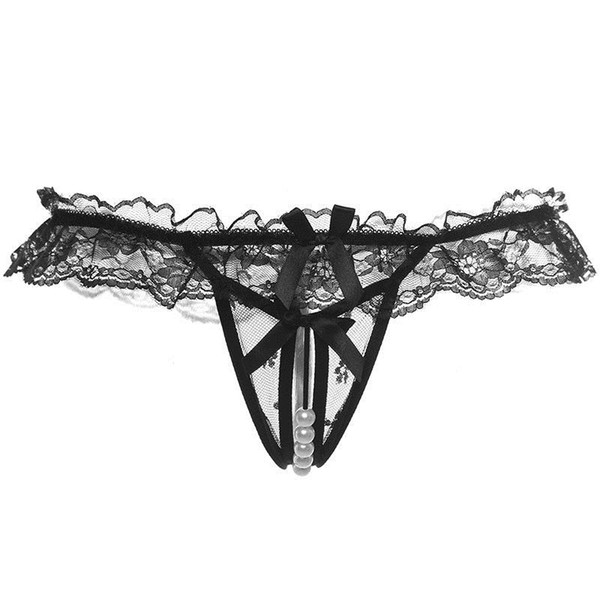 Women Sexy Opening Crotch Panties Ladies Lace G String Thongs Female Briefs Pearls Thongs T-back Lingerie Sexy Female Underwear S923