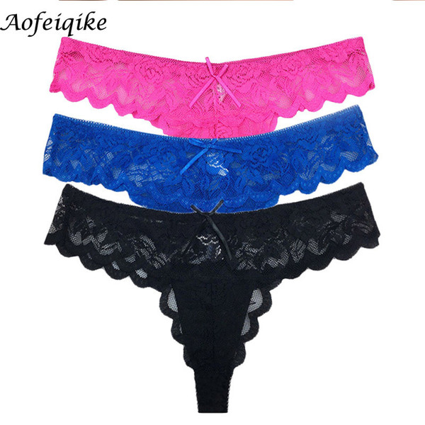 6 colors LACE Cotton Women's Sexy Thongs G-string Underwear Panties Briefs For Ladies T-back 3pcs/Lot Q S923