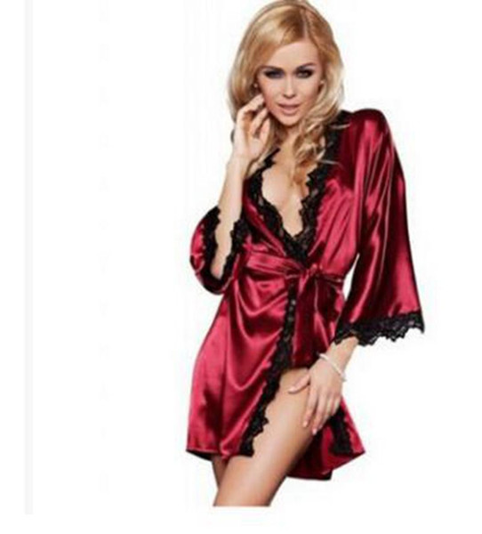 Women sexy Sleepwear Robes Intimate night Gown Robes Lace Lingerie Sleepwear Robes babydolls Nightwear 4 color