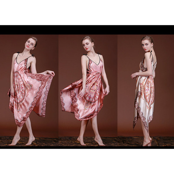 European and American fashion ladies sexy silk nightgown pajamas silk skirt hanging horse figure wjt0019