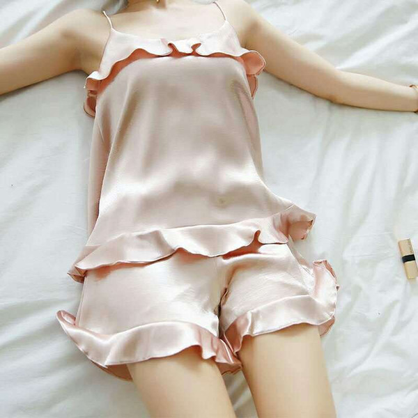 Velvet Sling Short Pants Holder Silk Pajamas Two Sets of Fashionable Home Clothing Sexy Pajamas Wholesale