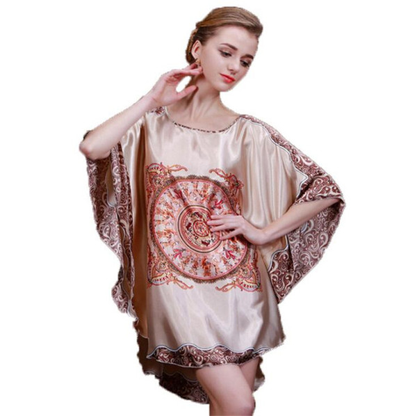 9 Colors Sexy Silk Pajamas Women's Summer Short-Sleeved Silk Pajamas Bat Sleeves Large Size Sleeping Dress Female DHL 10pcs