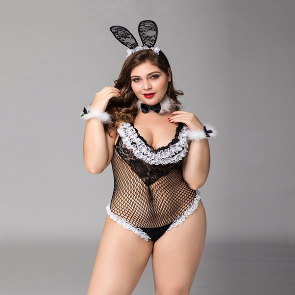 Sexy lingerie plus size lace sexy cosplay bunny girl baby doll lenceria pajamas set sexy adult porno games women