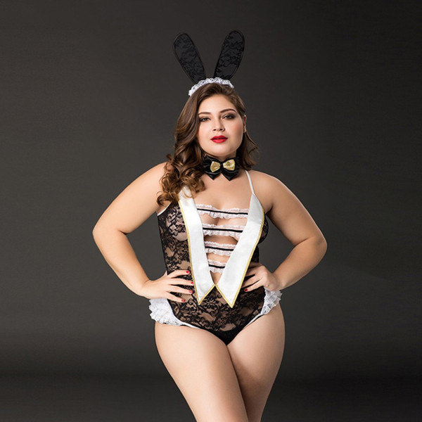 Sexy lingerie plus size lace sexy cosplay rabbit girl baby doll lenceria pajamas set sexy adult porno games bunny girl women