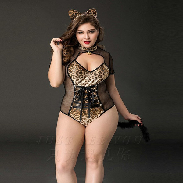 sexy plus size woman hot leopard cat lady bunny girl sexy costumes lingerie for adults porno games erotic fantasy big size