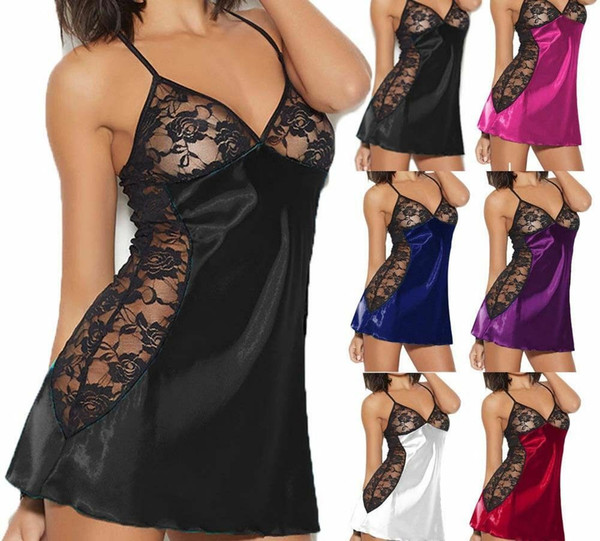 Plus Size Sexy Lingerie Sleepwear Lace Women Dress Nightwear L XL XXL 4XL Black Lace Sexy Dresses