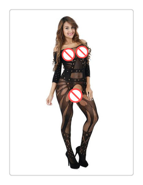 DHL Jacquard Siamese sack netting perspective sexy one-piece fishnet stockings stockings sexy lingerie suit exotic(19)