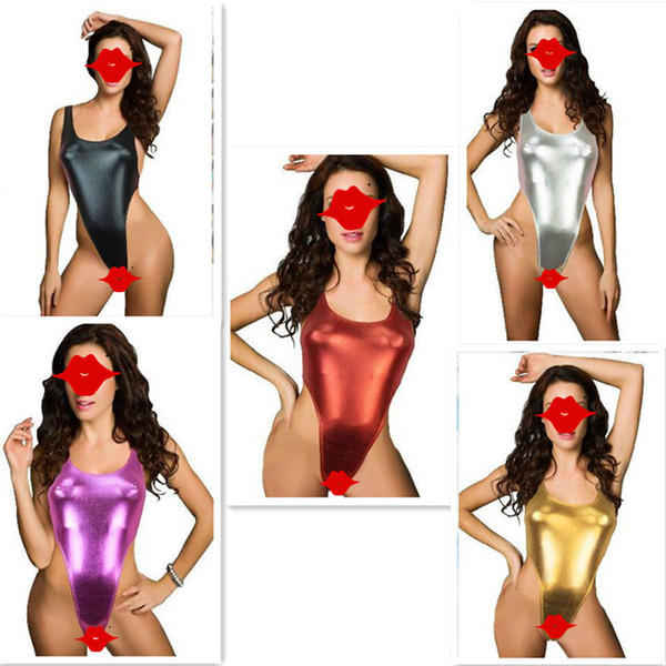 2019new 1set Women Sexy lingerie Jumpsuits Sleeveless Dress Clubwear Stripper Patent leather Underwear Exotic Bodysuits