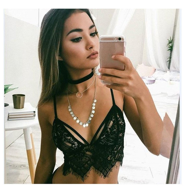 Sexy lingerie European and foreign trade sexy lace strap hollow three-point bikini suit