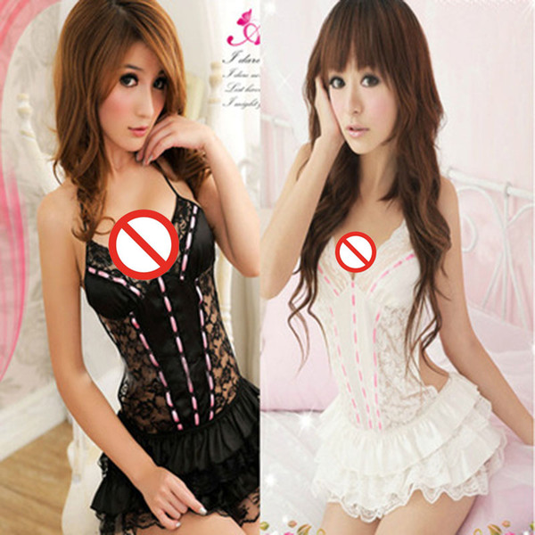 Sexy lingerie women lace halter skirt princess uniforms extreme temptation suit#wjt0027