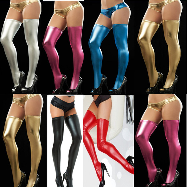 Sexy underwear set patent leather stockings matte leather socks nightclub DS sexy performance