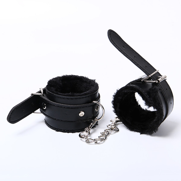 1 pair Black Soft PU Leather Handcuffs Restraints Sex Bondage Sex Products Ankle Cuffs Bondage Slave Sex Toys for Couple