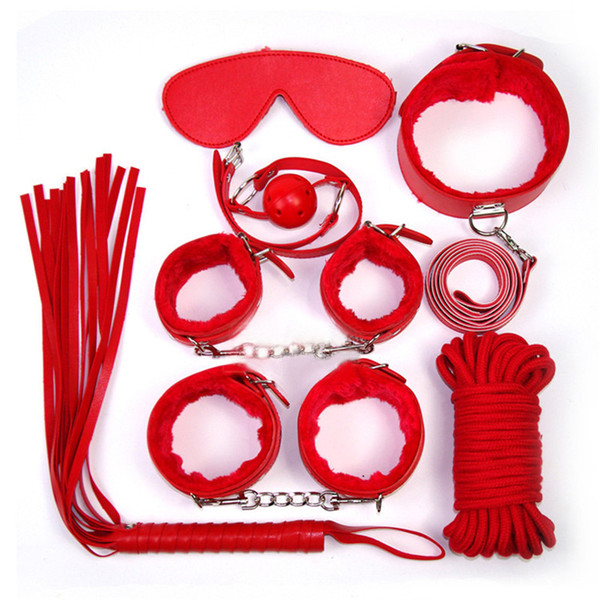 Adult Games 7 pcs/set Leather Sex Products,Slave Restraint bdsm bondage handcuffs Restraints Kits Sex Toys For Couples