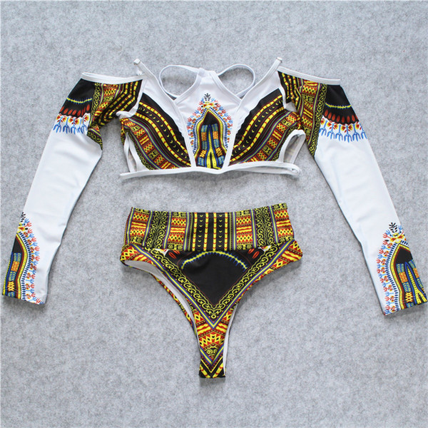 2018 New Popular African Black Expendable Bronzing Bikini Summer Bikini Variety Of Print Style Conjoined Splitsuit Bikini Suit Wholesale