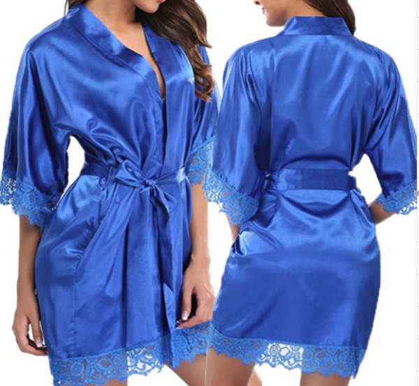 New Pattern Taste Underwear Imitation Real Silk Sexy Lace Pajamas Pajamas Ma'am Suit Two Piece Set 060 A19