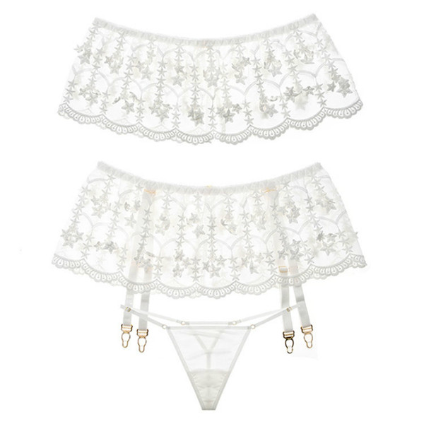 Exquisite Embroidered Pajamas for women Sexy Lingerie Crochet Stars Strapless Mesh Bra Tops Gauze Garters Panties 3pcs Set S927