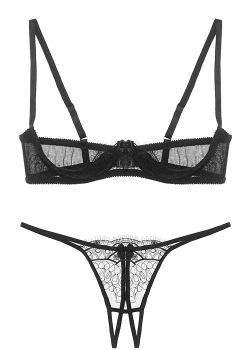 Sexy Lingerie Lace Push Up Open Cup Bra Sets Female Underwear Sexy Lace Embroidery Thin Cup Bra and Sexy Crotchless Brief Set