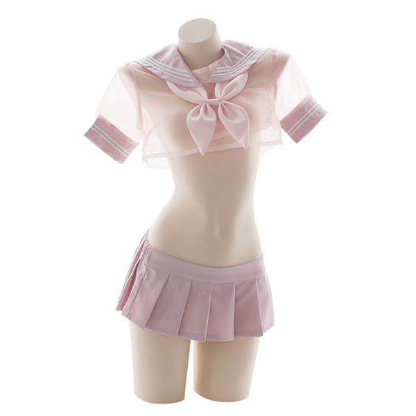 Cute Pink Sailor Dress Lolita Outfit Erotic Cosplay Costume School Girl Uniform Outfit Sexy Kawaii Lingerie Set Underwear