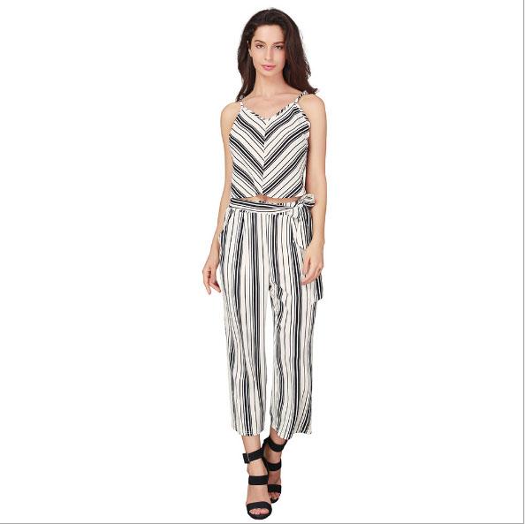 Fashionable recreational graceful stripe two pieces Clothing sets Sexy skirt Lingerie Suspenders sexy T-shirt +9 cent pants