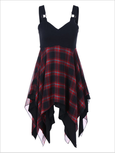 New fashion Sexy skirt graceful Lingerie Black and red plaid Sling slim derss for woman