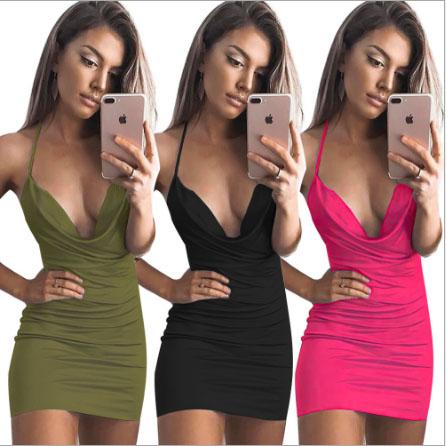 Sexy skirt Condole belt hanging neck Lingerie slim dress Low bosom backless underwear