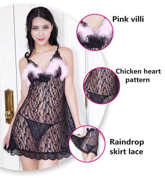 European sexy lace transparent black sling pajamas 2018 sexy experience welcome to buy sexy lace transparent pajamas New Cute explosions