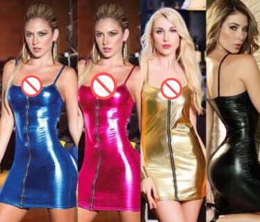 1Pc/Lot 4 Color Plus Size PU Leather Bustier Pencil Dress Sexy Party Wear Elegant Slim Sleeveless Bodycon Dress Front Zip Vestidos Dress