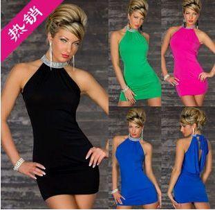 Green red black blue Polyester fiber Sexy lingerie, size M Women none Sleeves Condole Belt Skirt Mini Dress