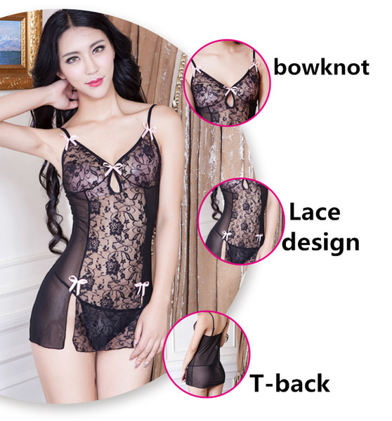 European sexy lace transparent black sling skirt 2018 sexy experience welcome to buy sexy lace deep V transparent sling pajamas brand new bu