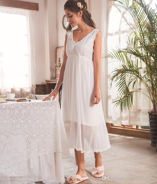 Hopeforth Sexy Women Nightdress Summer Girl Sexy Gauze Long Pajamas S-XL White Condole Belt Skirt Ladies Pajamas Skirt