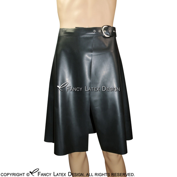 Black Sexy Latex Kilt Skirts With Belts Short Rubber Skirt Bottoms Uniform DQ-0008