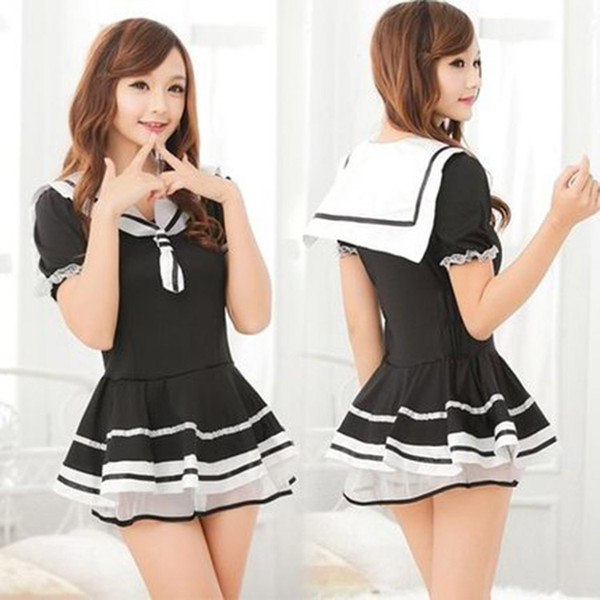 Sweet and pure student costume role-playing uniform temptation sexy lingerie women's short suit MOXIAN nightclub game suit QN40A10140L