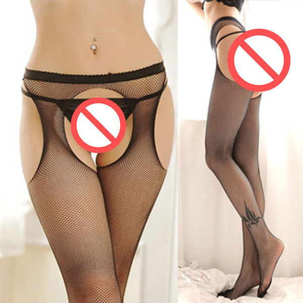 Sexy Stockings Open Crotch Pantyhose Women Female Black Fishnet Stocking Tights Erotic Lingerie Mesh Hosiery 4 Colors 2017