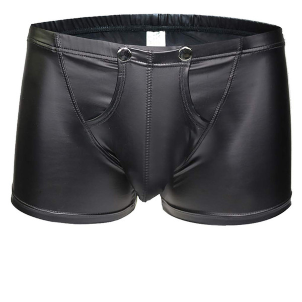 Mens Imitation Leather Underwear Sexy Boxer Briefs