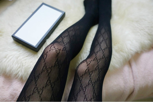 hotest new styles luxury brand women sexy socks Letter lace hollowed-out Pantyhose fashion sexy with brand box for gift