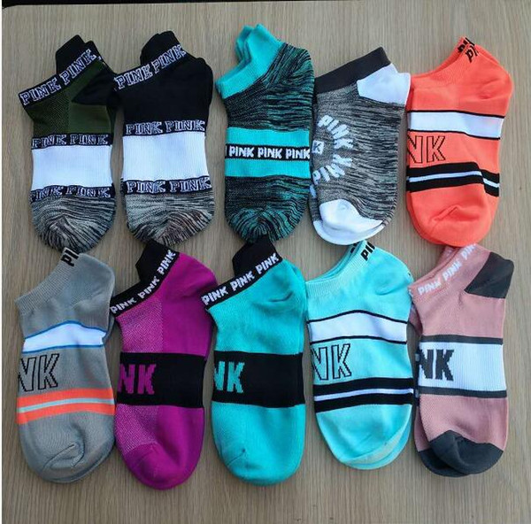 Pink Letter Socks Pink Ankle Sock Sports Sock Cotton Hosiery Girls Fashion Sexy Ship Sock Campus Party Socks