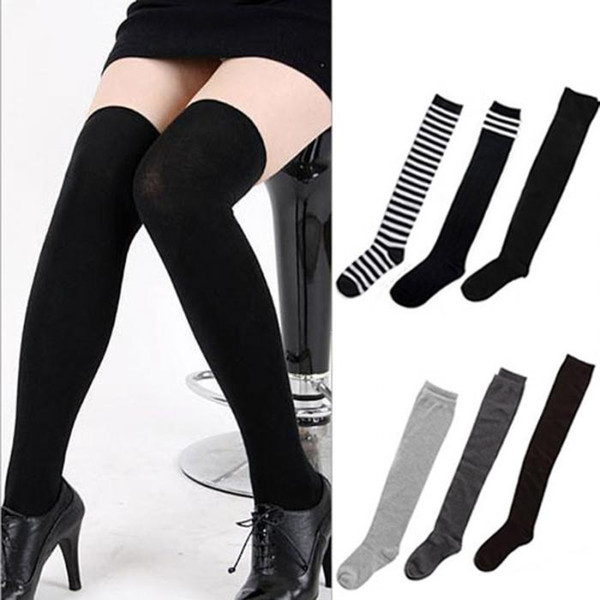 Women's Cotton Sexy Thigh High Over The Knee Socks Long Stockings For Ladies