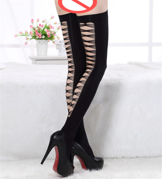 Long Black Vogue Women's Sexy Hollow Out KneeHigh Stockings NightClub Bind Stockings Female Girls Sexy Lingeries Accessory Sexual Wear